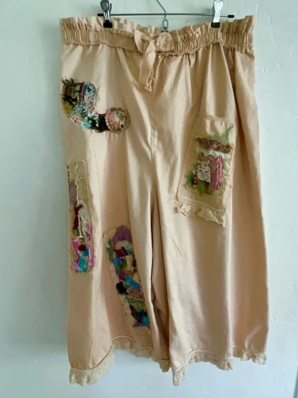 Upcycled Handmade Shabby Chic Cropped Culottes size medium to extra large